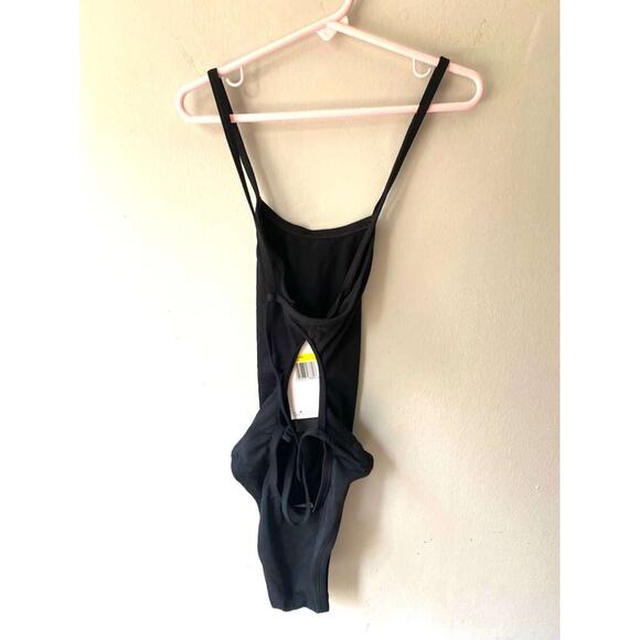 Nike Swim Womens Hydrastrong Lace-Up Tie-Back One-Piece Swimsuit Black Size 28/2 - Picture 6 of 11
